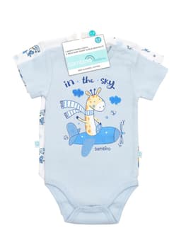 Set 2 Body Manga Corta Celeste Jirafa Nino 3-6M 3-6 meses