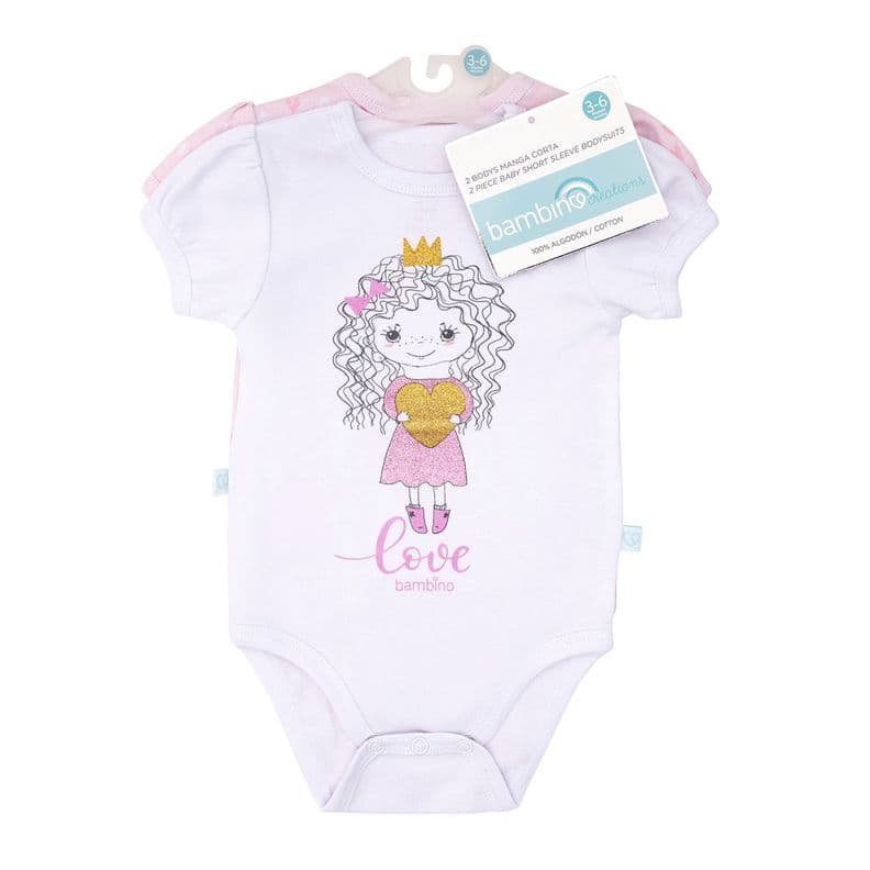 Set 2 Bodys Manga Corta Rosado Princesa Nina 9 - 12 Meses 9-12 meses
