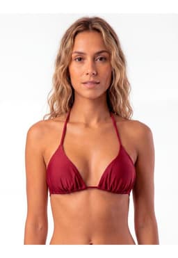 Bikini triangulo drapeado rojo brillante S