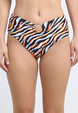 Bikini calzon alto argolla estampado naranja Diseno 1 XL