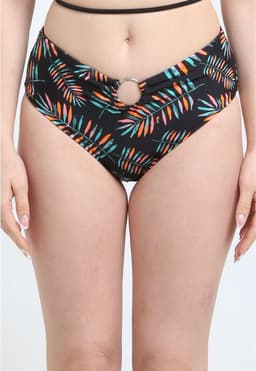 Bikini calzon alto argolla estampado verde Diseno 1 M