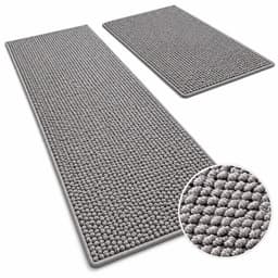 Set de 2 Alfombras para Cocina Sisal 40x60 40x120 cm Gris