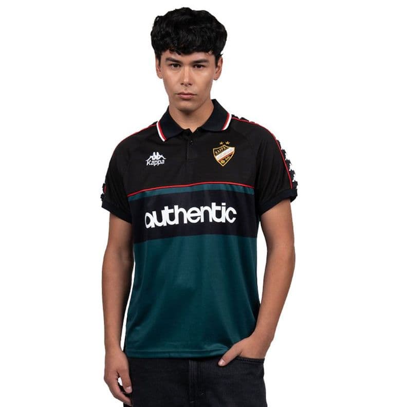Polera Kappa Hombre Authentic Negro Verde M