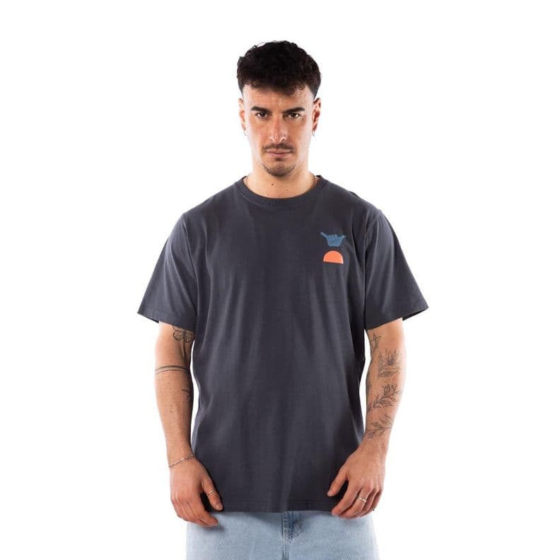 Polera Hombre T-Shirt Hang Loose Dark Shadow Spirit Aloha Gris L