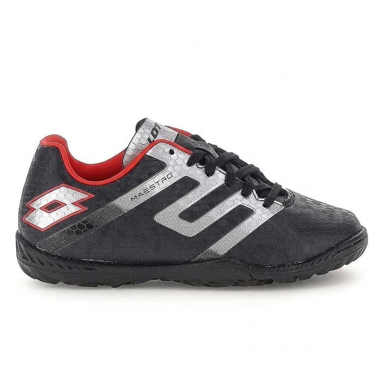 Zapatilla Baby Futbol Tf Juvenil Lotto Maestro 700-V TF JR Negro Rojo 38