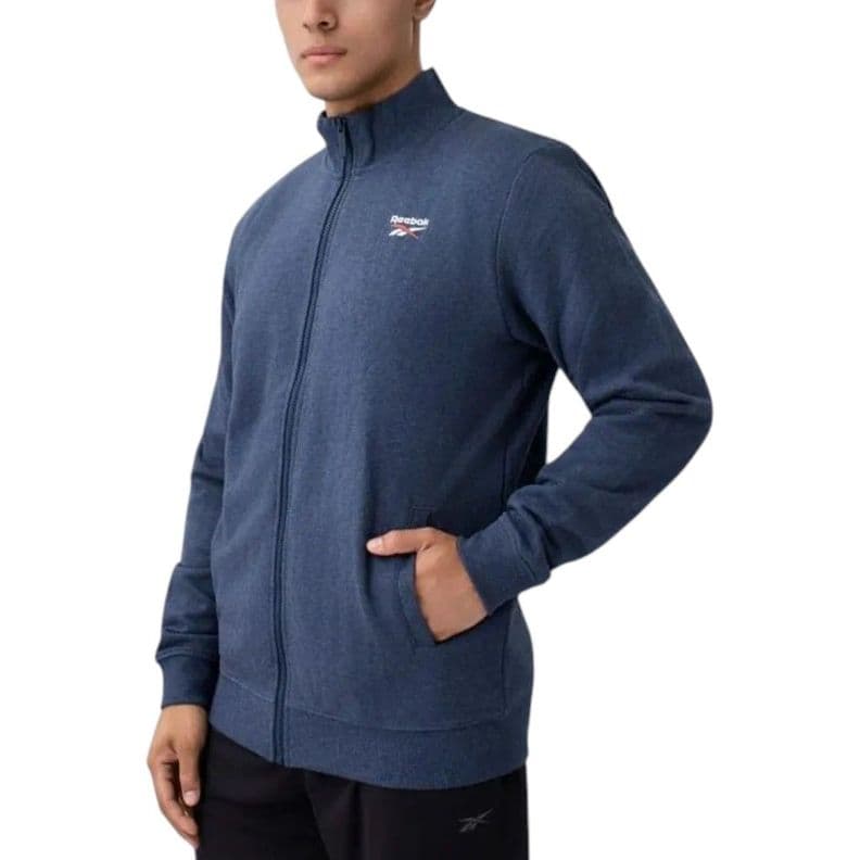 Poleron Reebok Hombre Deportivo Azul Navy Cierre Completo XL