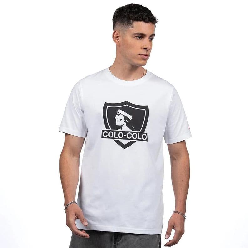 Polera Hombre Colo Colo Urbano Blanco Escudo Negro L