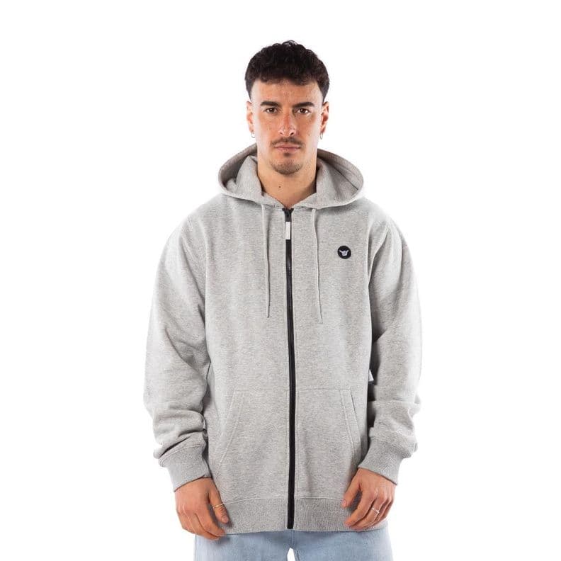 Poleron Hombre Hang Loose Full Zipper Melange Light Gray Essencial Cafe M