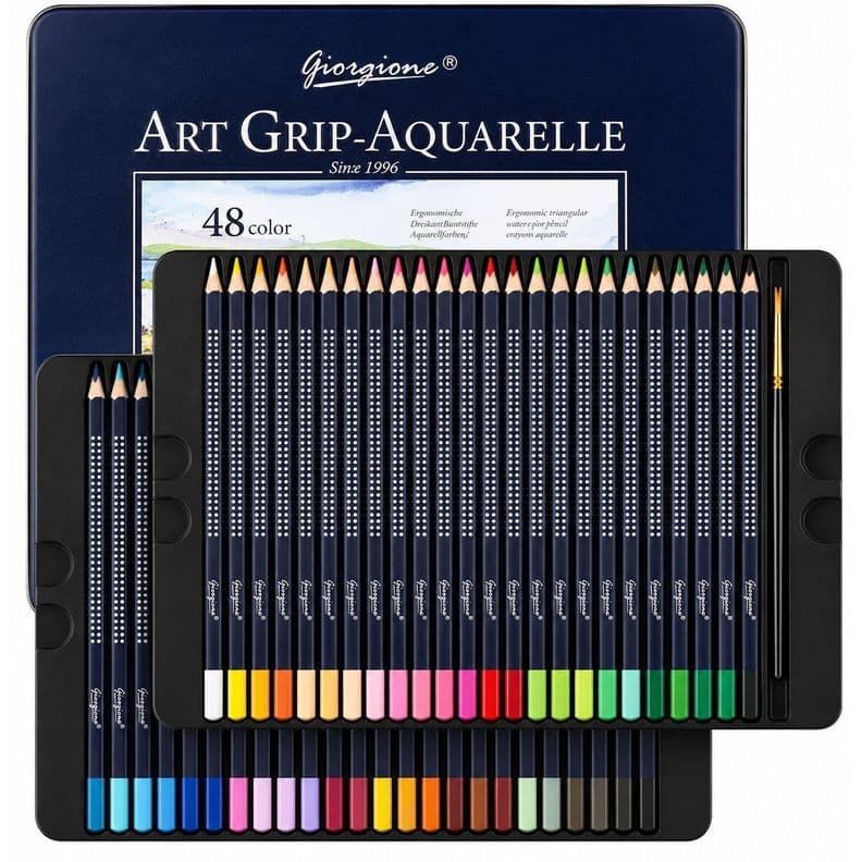 Lapices Acuarelables Giorgione Art Grip 48 en Caja Metalica