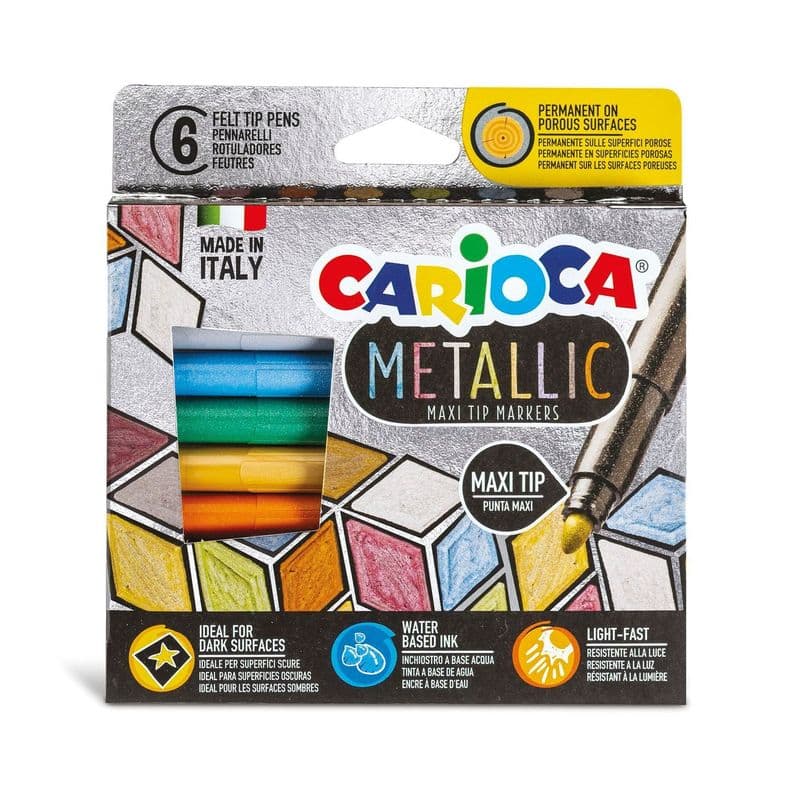Plumones Metalicos Carioca Metallic Punta Gruesa 6 Unidades