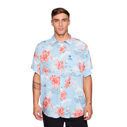 Camisa Reef Men Floreada Celeste Azul S
