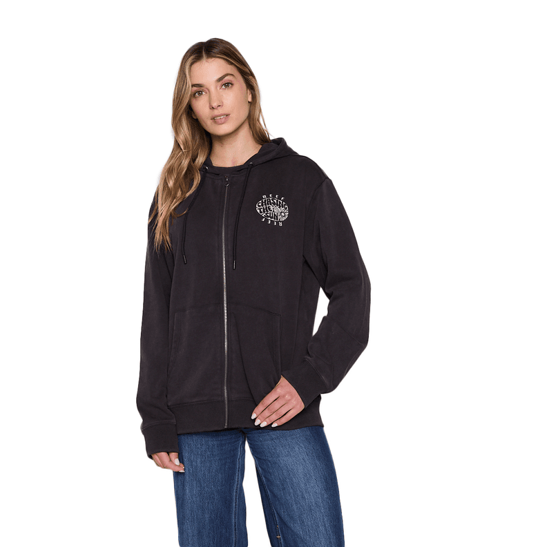 Poleron Reef Women Full Zipper Black Chasing Sun Negro L