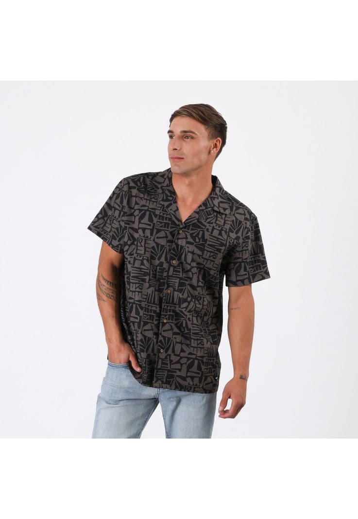 Camisa Reef Men Negro Disenos Gris M