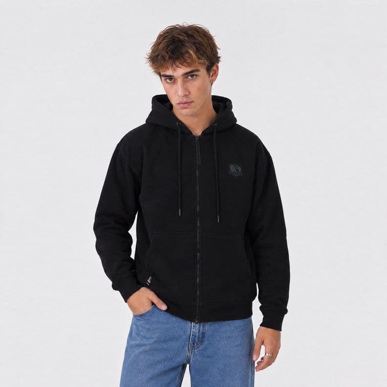 Poleron Colo Colo Urbano Full Zipper Escudo Negro M