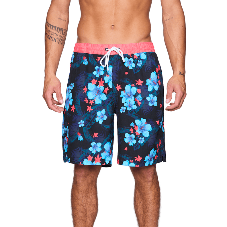 Traje de Bano Reef Men Black Red Flowers Rojo M