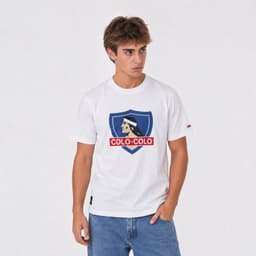 Polera Colo-Colo Urbano Classic Blanco Escudo Full Color M