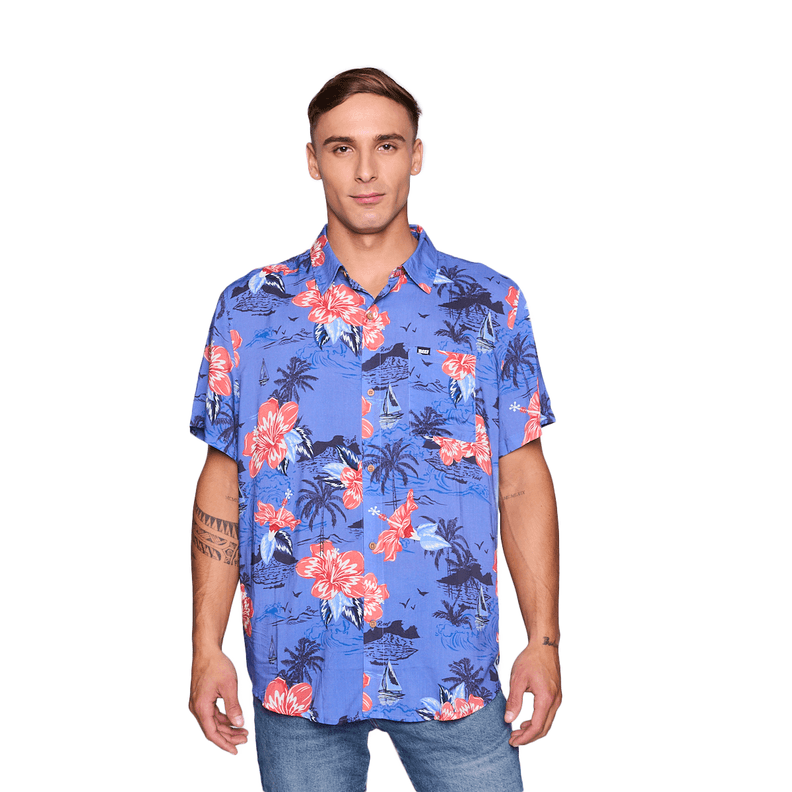 Camisa Reef Men Floreada Azul L