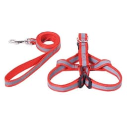 Arnes con Cuerda Reflectantes para Mascotas Perros Gatos Rojo S