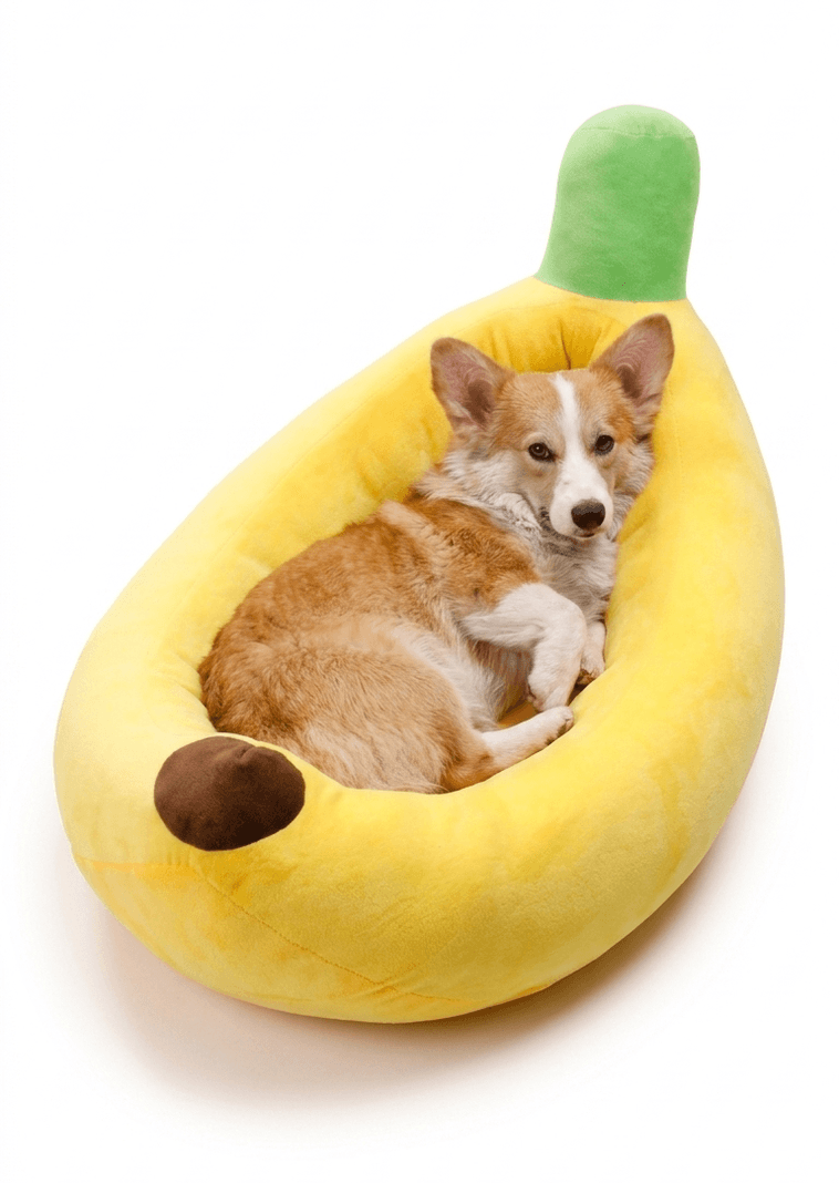 Cama Banana Ultrasuave para mascotas Perros Gatos Talla S Amarillo