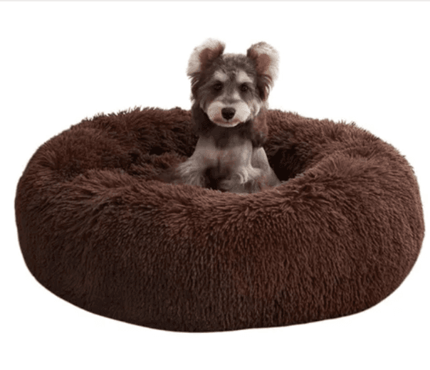 Cama Antiestres de Felpa Suave Redonda para Mascotas Perros Gatos 80cm x 80cm Cafe 80x80