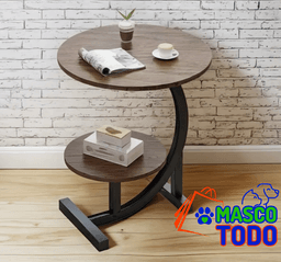 Mesa Redonda Living Lateral, Mesa Auxiliar Centro 2 Niveles Cafe 40x60