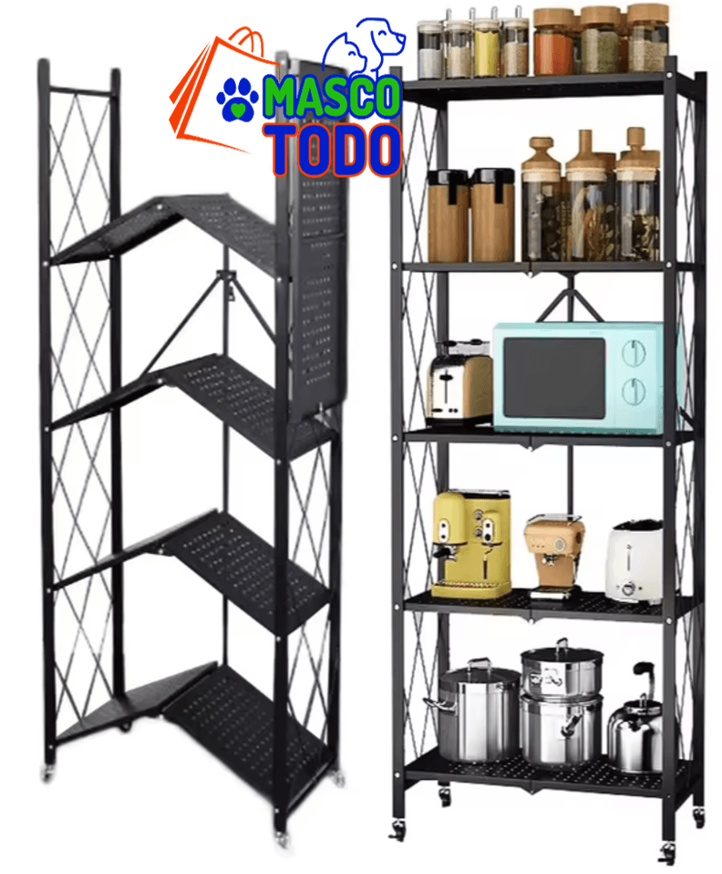 Estante Plegable Rack Metalico Organizador Multiuso 5 Niveles Negro 158 CM
