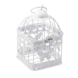 Jaula metal cuadrada mariposa 18 cm Blanco