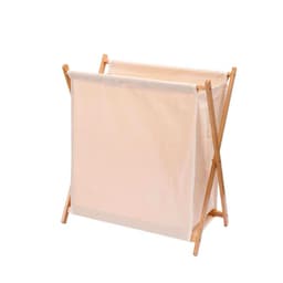 Cesto plegable para ropa de bambu beige