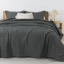 Cubrecama Quilt + Fundas De Almohada Cobertores Acolchado King Casa Nerola Gris 0