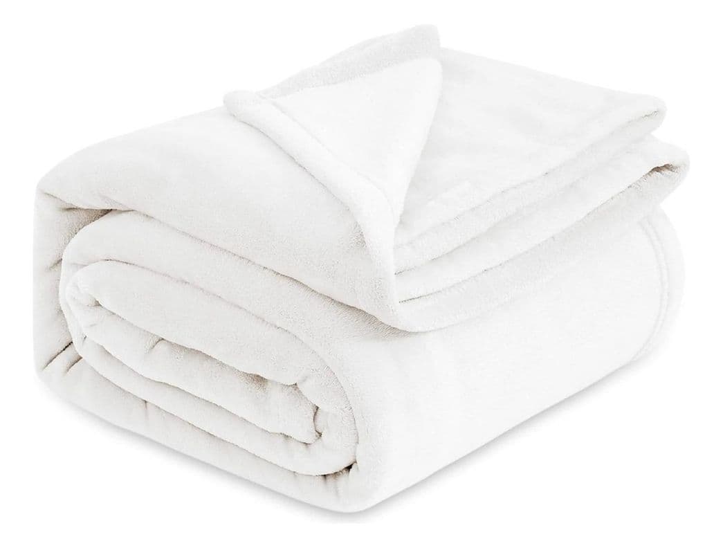 Frazada Manta Piecera 130 X 150 Cm Termica Sherpa Polar Az Lisa Blanco 0