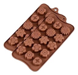 X2 Moldes De Chocolate Moldes Chocolate Silicona 5 Flores N1 Marron Cafe