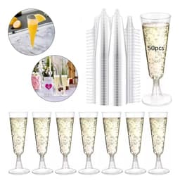 50 Copas Champagne Copa Acrilico Flauta Copas Champana 5oz Transparente Blanco