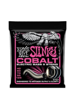 Set bajo de 5 cuerdas Ernie Ball 40-125 Super Slinky Cobalt Plata