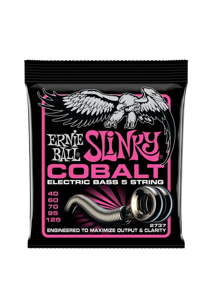 Set bajo de 5 cuerdas Ernie Ball 40-125 Super Slinky Cobalt Plata