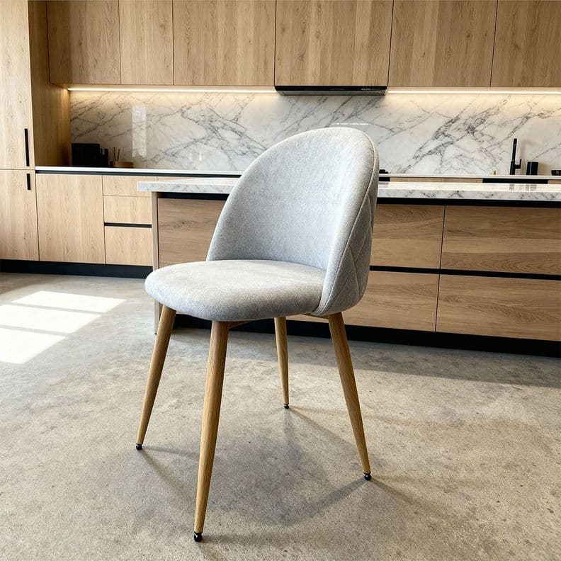 Silla Comedor Moderna Acolchada Metal Sora Venhoouse Felpa Gris 1