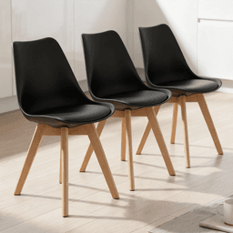 Pack 3 Sillas Eames Tulip Acolchadas Negras Negro