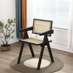 Silla O Sitial Chandigarh Ratan Madera Para Comedor Negra