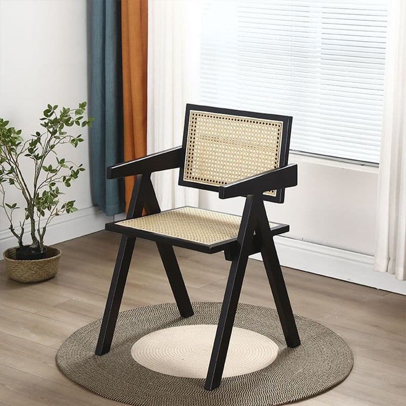 Silla O Sitial Chandigarh Ratan Madera Para Comedor Negra