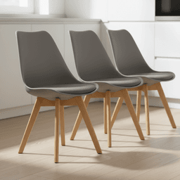Pack 3 Sillas Eames Tulip Acolchadas Grises Gris