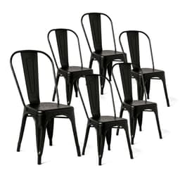 Pack 6 Sillas Comedor Terraza Restaurante Apilables Metal Industrial Tolix Negras Negro