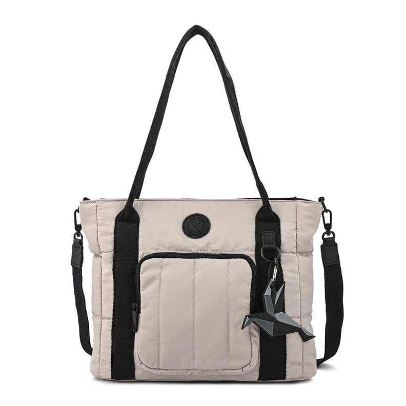 Cartera tote tres divisiones florence mediana gris claro