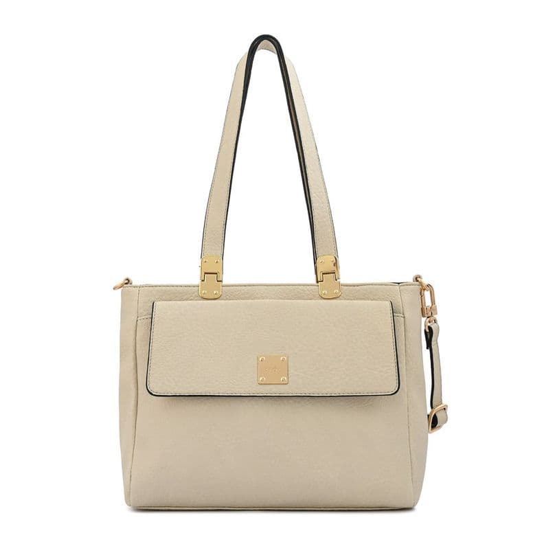 Cartera tote tres divisiones jelena mediana blanco crudo