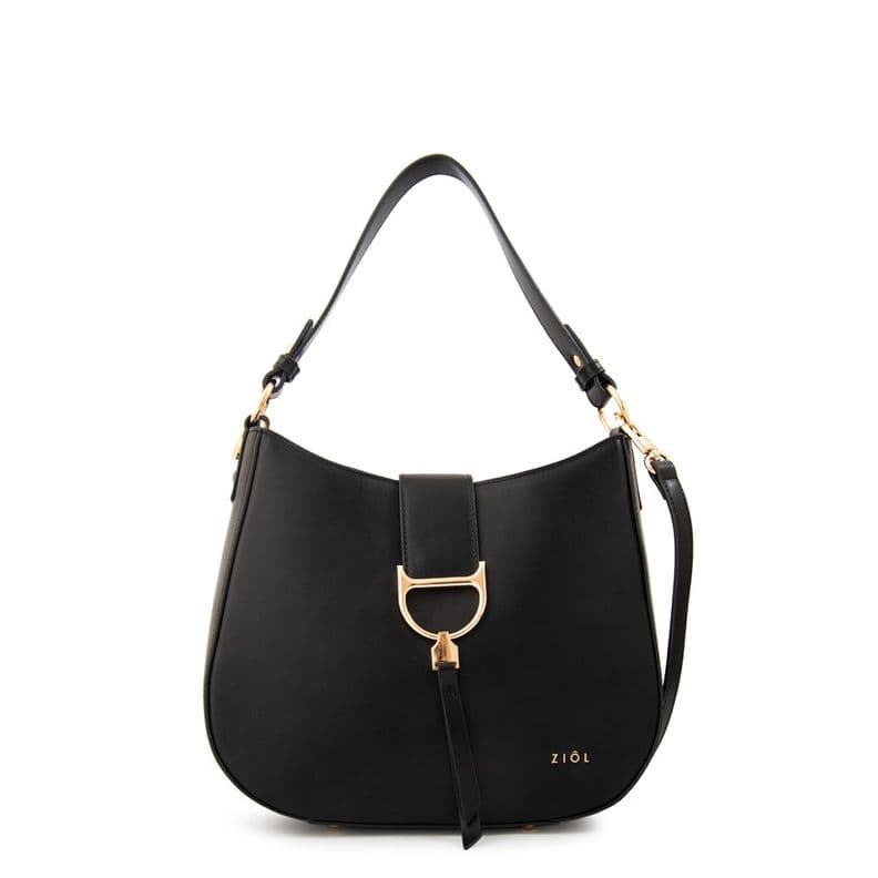 Cartera corte oval sarah mediana negro