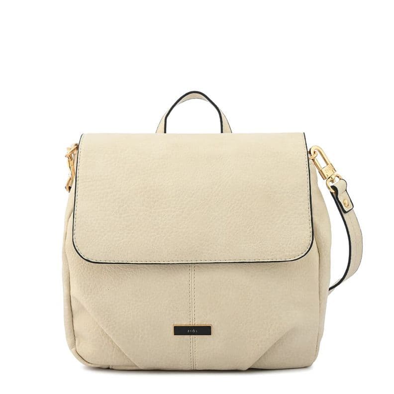 Mochila con tapa zahara mediana blanco crudo