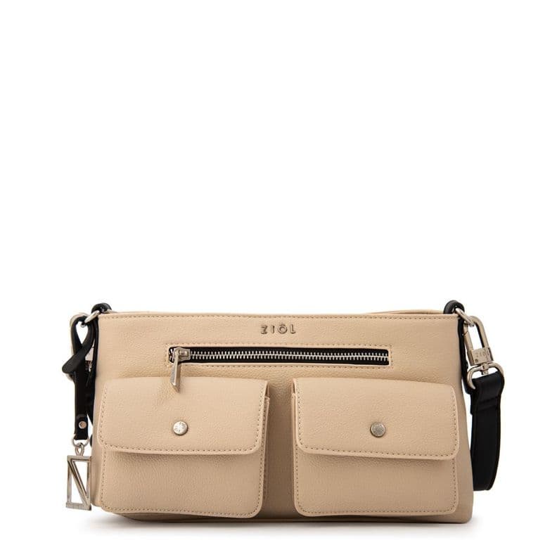 Cartera bandolera alisa pequena beige
