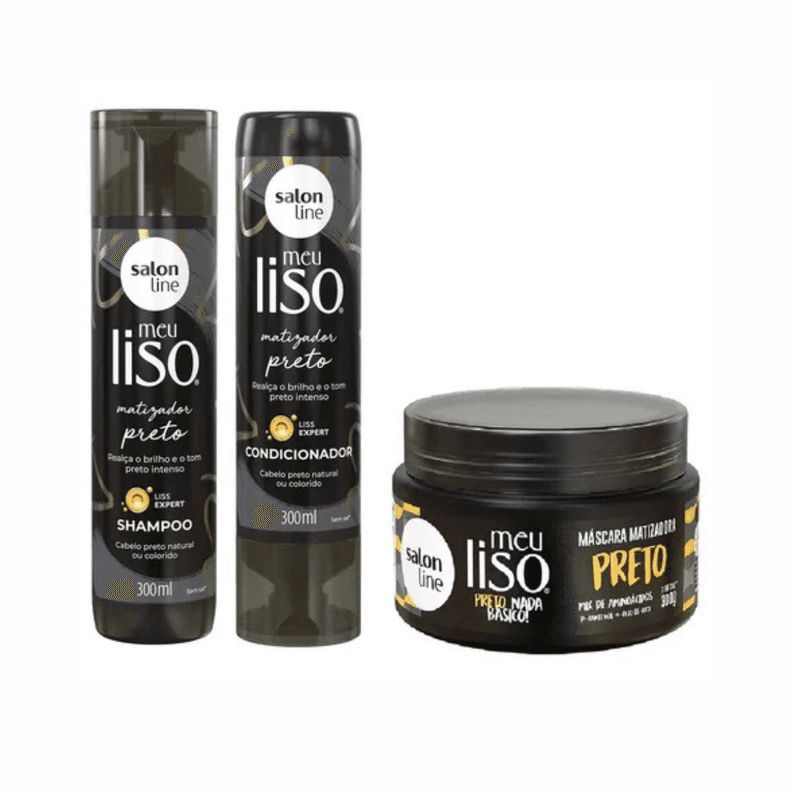 Salon Line Pack shampoo Acondicionador y Mascara Matizadora Negro Salon Line