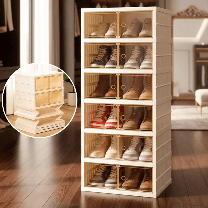 Mueble Zapatero Plegable Organizador 6 Niveles 12 Zapatos Blanco