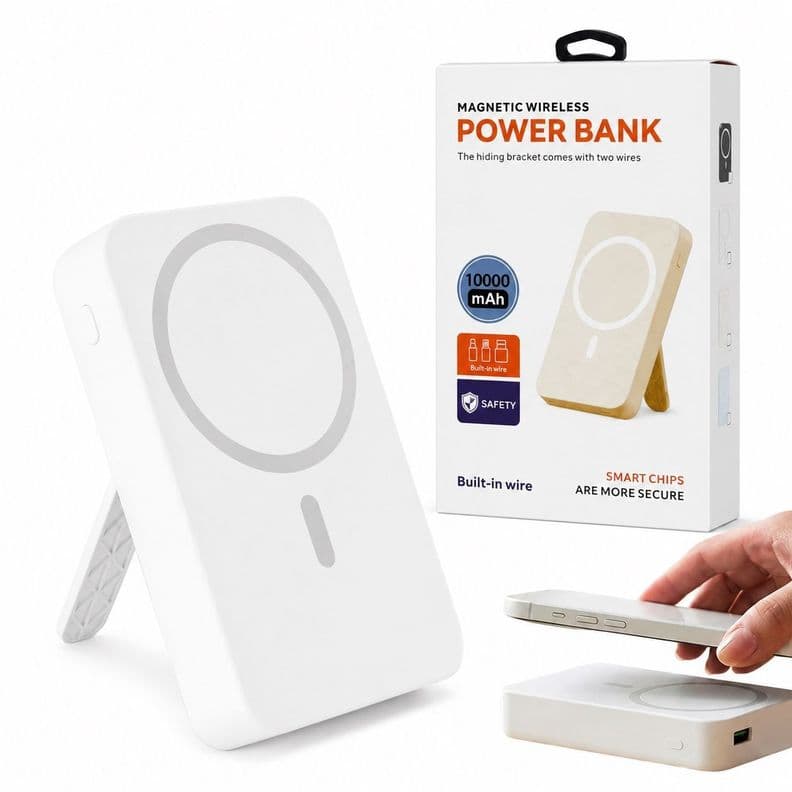 Bater a externa Power Bank magn tica inal mbrica de 10000 mAh Blanco