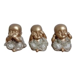 Set 3 Und Budas Bebes Dorados Brillantes, C/u Mide 9 Cm. Dorado