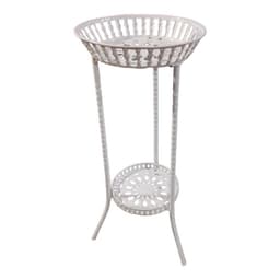 Pedestal Porta Macetas Metalico 2 Niveles Blanco.